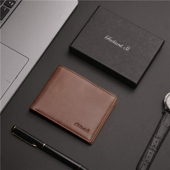Slim Wallet for Men -Thin Bifold Genuine Leather RFID Blocking Minimalist Wallet - Picture 6 of 7